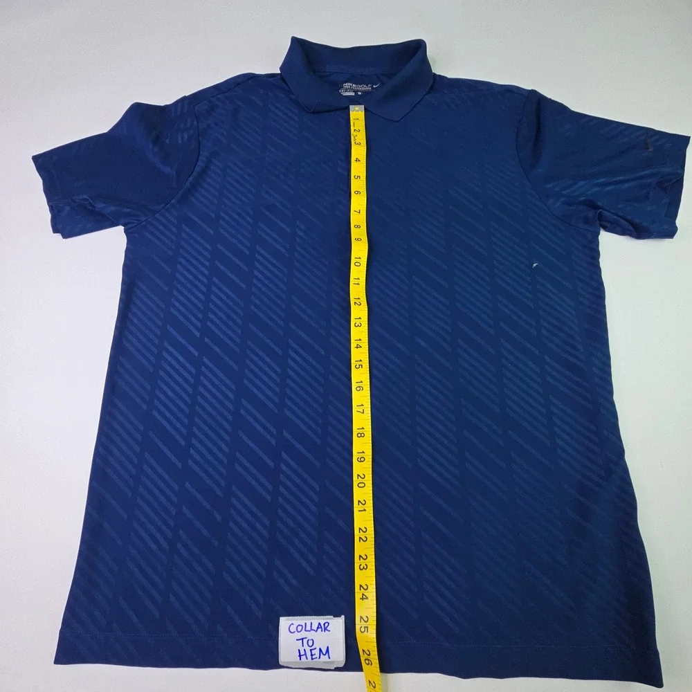 Nike Golf Tour Performance Dri-Fit Polo Shirt Mens Large Blue Tonal Stripe L
